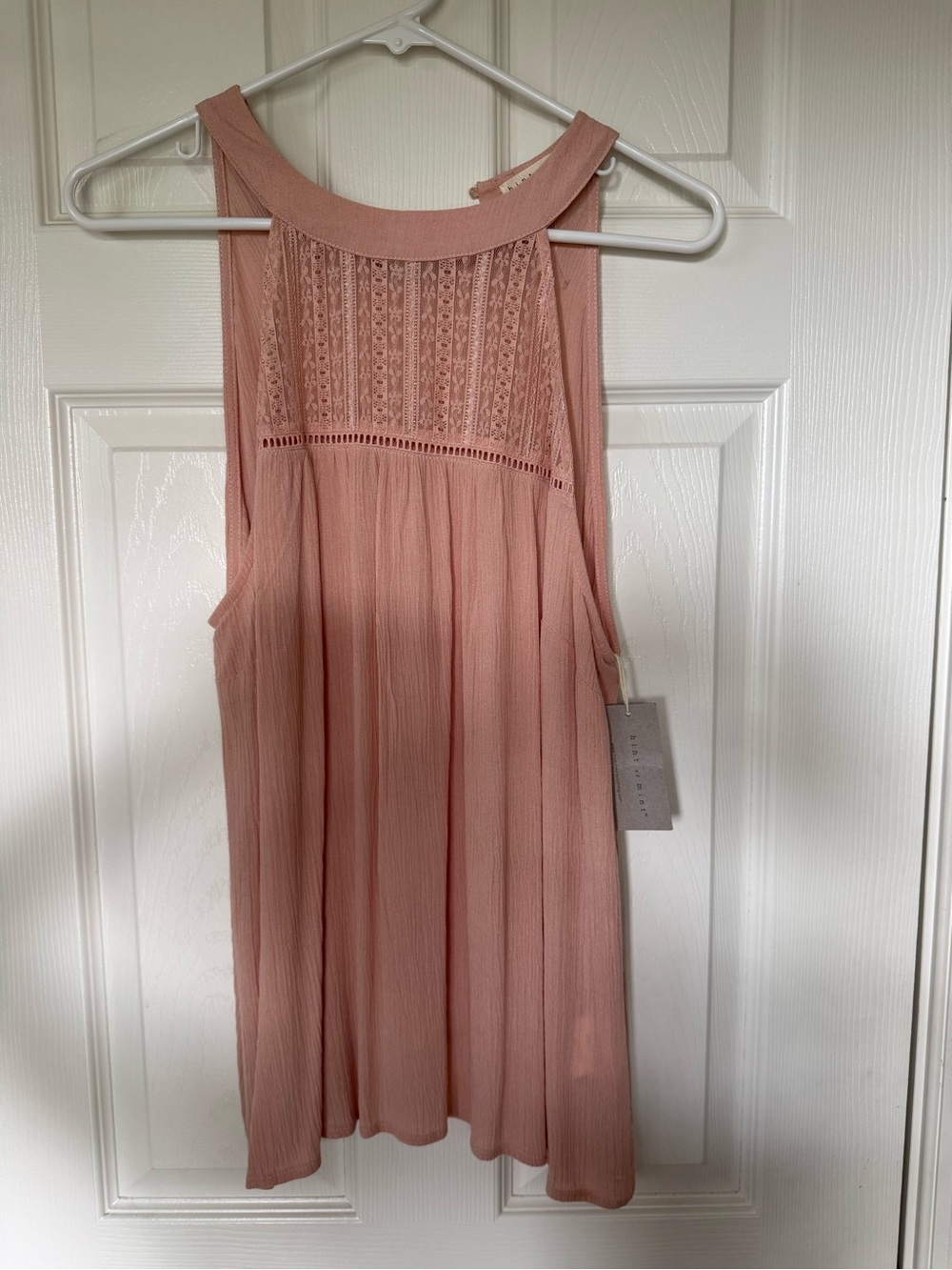 Blush Pink  Top Lace at top of blouse sz XL. New w tag